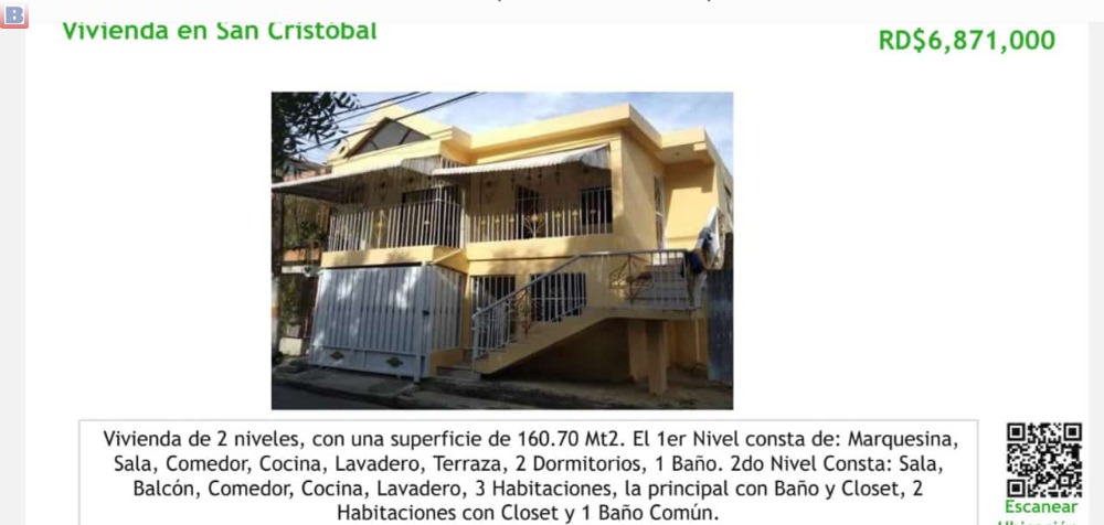 VENDO CASA EN SAN CRISTOBAL DE DOS NIVELES